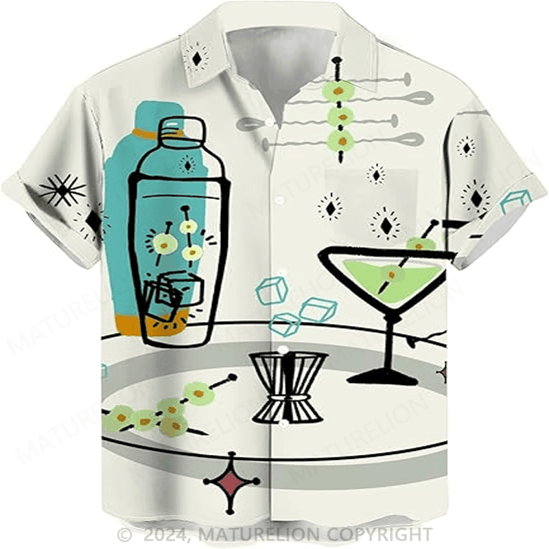 Cocktail Bartending Drink Hawaiian Shirt Funny T-Shirt with Sayings Sarcastic Men’s Tee