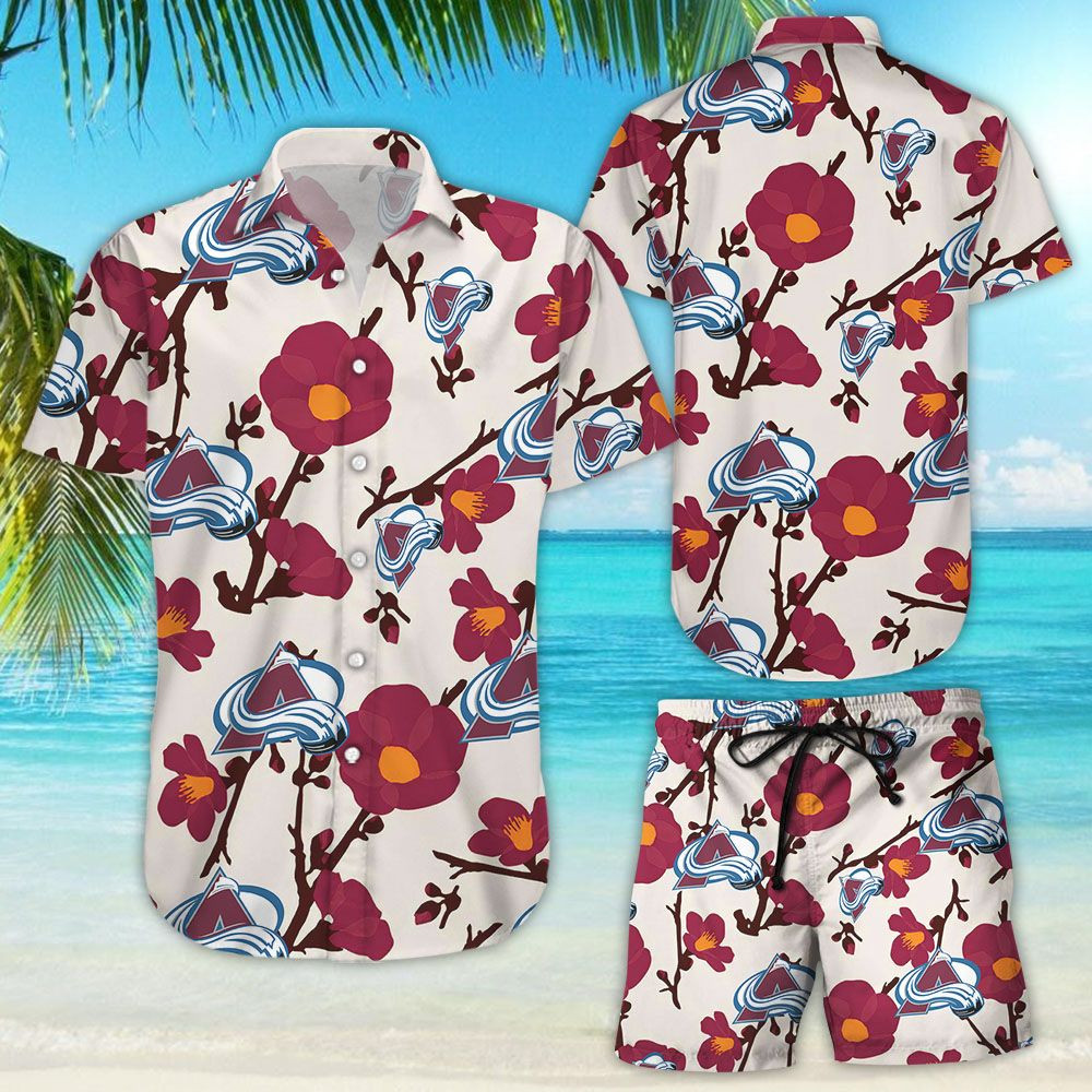 Colorado Avalanche Hawaiian Shirt Tropical Aloha Button Up