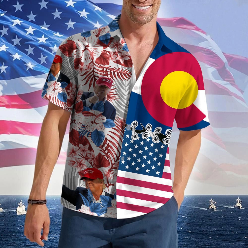 Colorado For Trump 2024 Hawaiian Shirt Make America Great Again Donald Trump Tropical Shirts