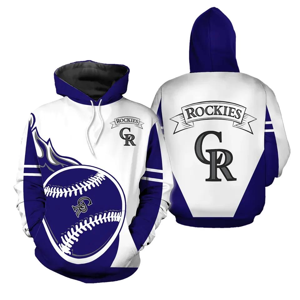 Colorado Rockies All Over Print Hoodies Flame Balls 3D MLB All Over Print Hoodie