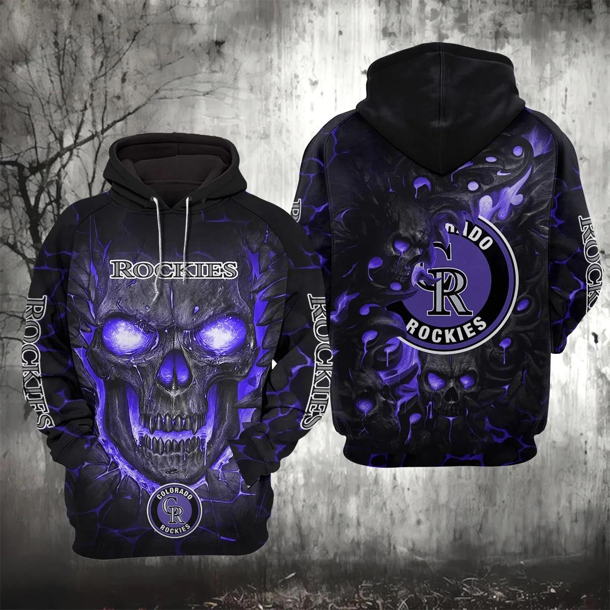 Colorado Rockies Lava Skull 3D MLB All Over Print Hoodie