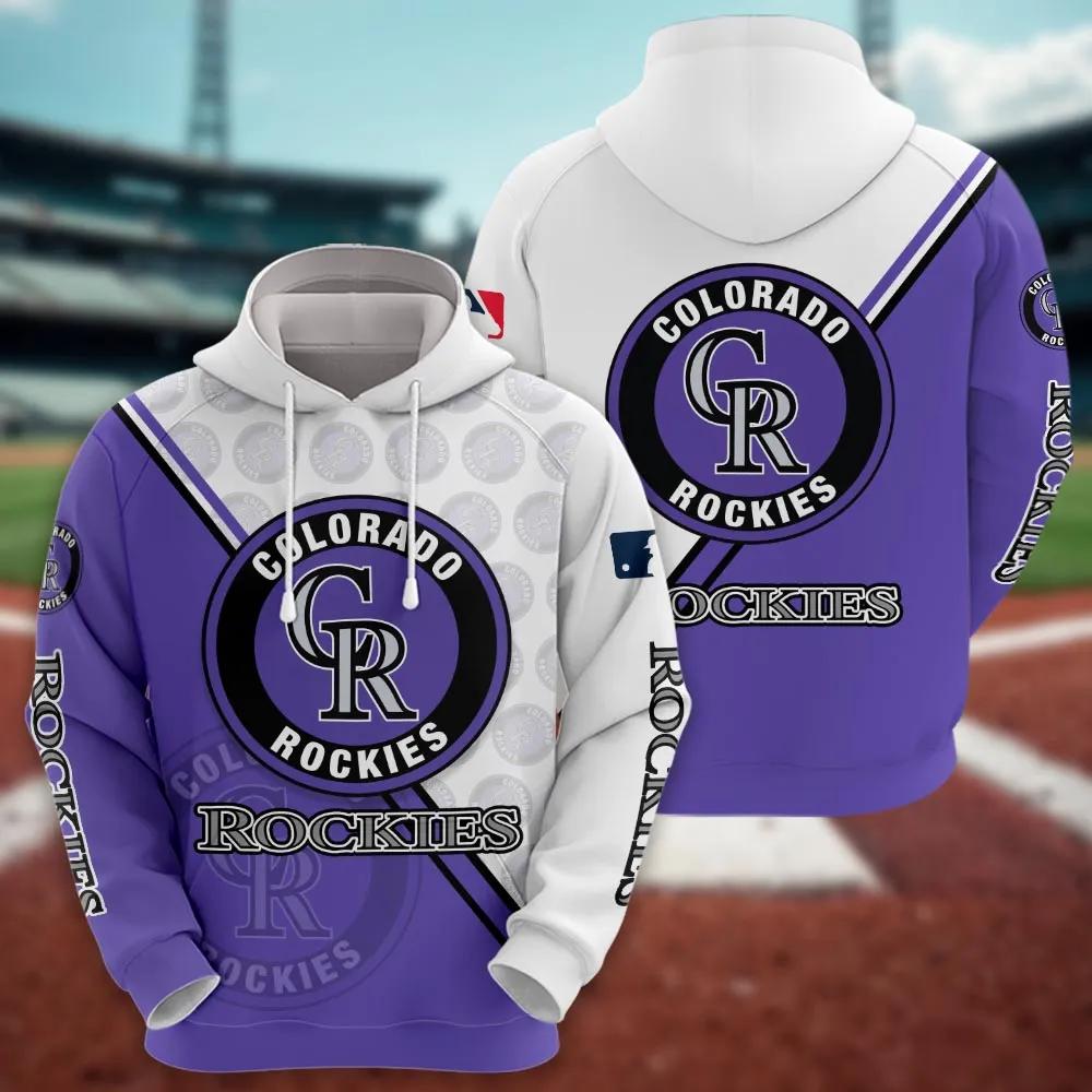 Colorado Rockies Logo 3D MLB All Over Print Hoodie