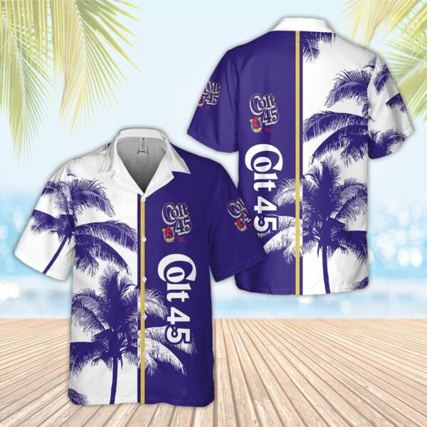 Colt 45 Beer Hawaiian Shirt Tropical Aloha Button Up