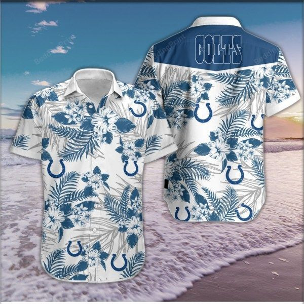 Colts Hawaiian Shirt Tropical Aloha Button Up