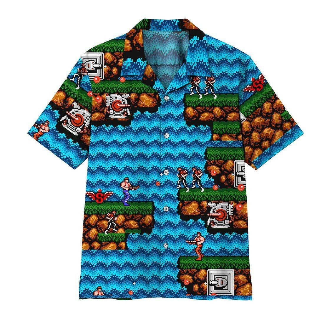 Contra Game Hawaiian Shirt Tropical Aloha Button Up