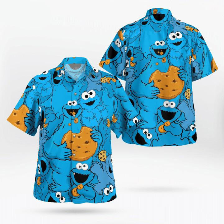 Cookie Monster Muppets Tropical Hawaiian Shirt Tropical Aloha Button Up