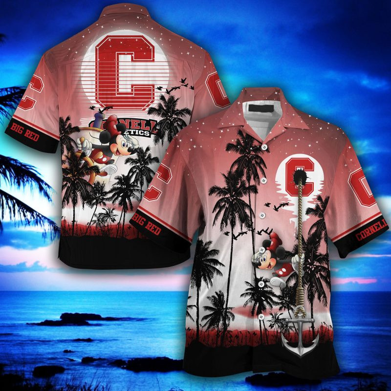 Cornell Big Red Ncaa Summer Hawaiian Shirt Tropical Aloha Button Up