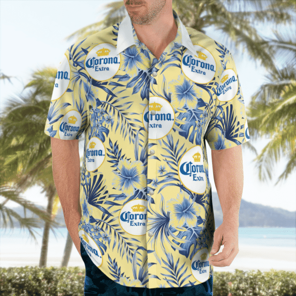 Corona Extra Beer Hawaiian Shirt Tropical Aloha Button Up