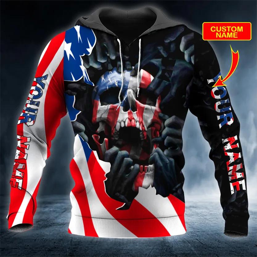 Corpses Hands American Flag Skull Custom 3D All Over Print Hoodie