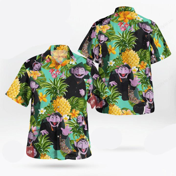 Count Von Count Muppets Tropical Hawaiian Shirt Tropical Aloha Button Up