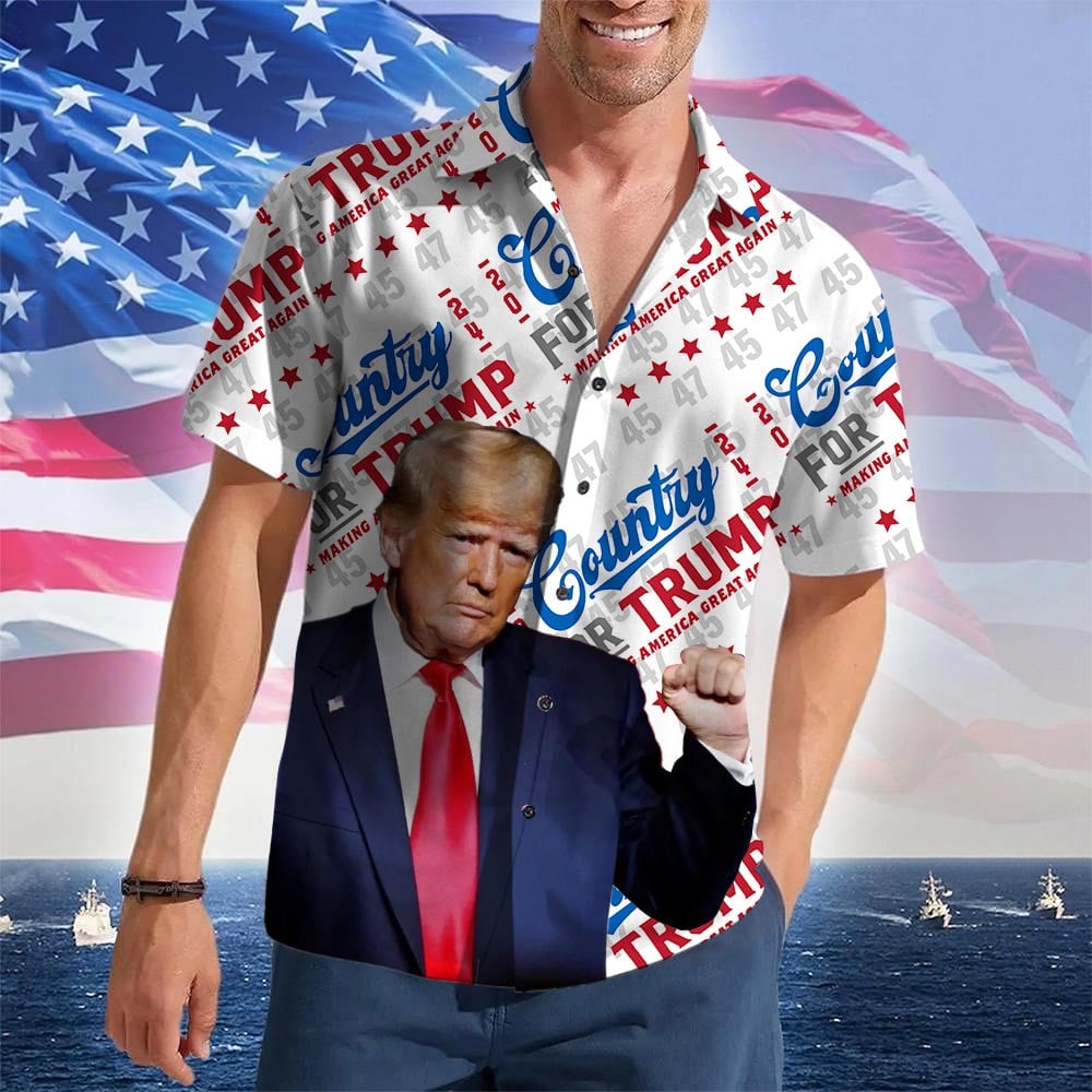 Country For Trump Making America Great Again Hawaiian Shirt MAGA Trump 2024 Merch Gifts For Dad