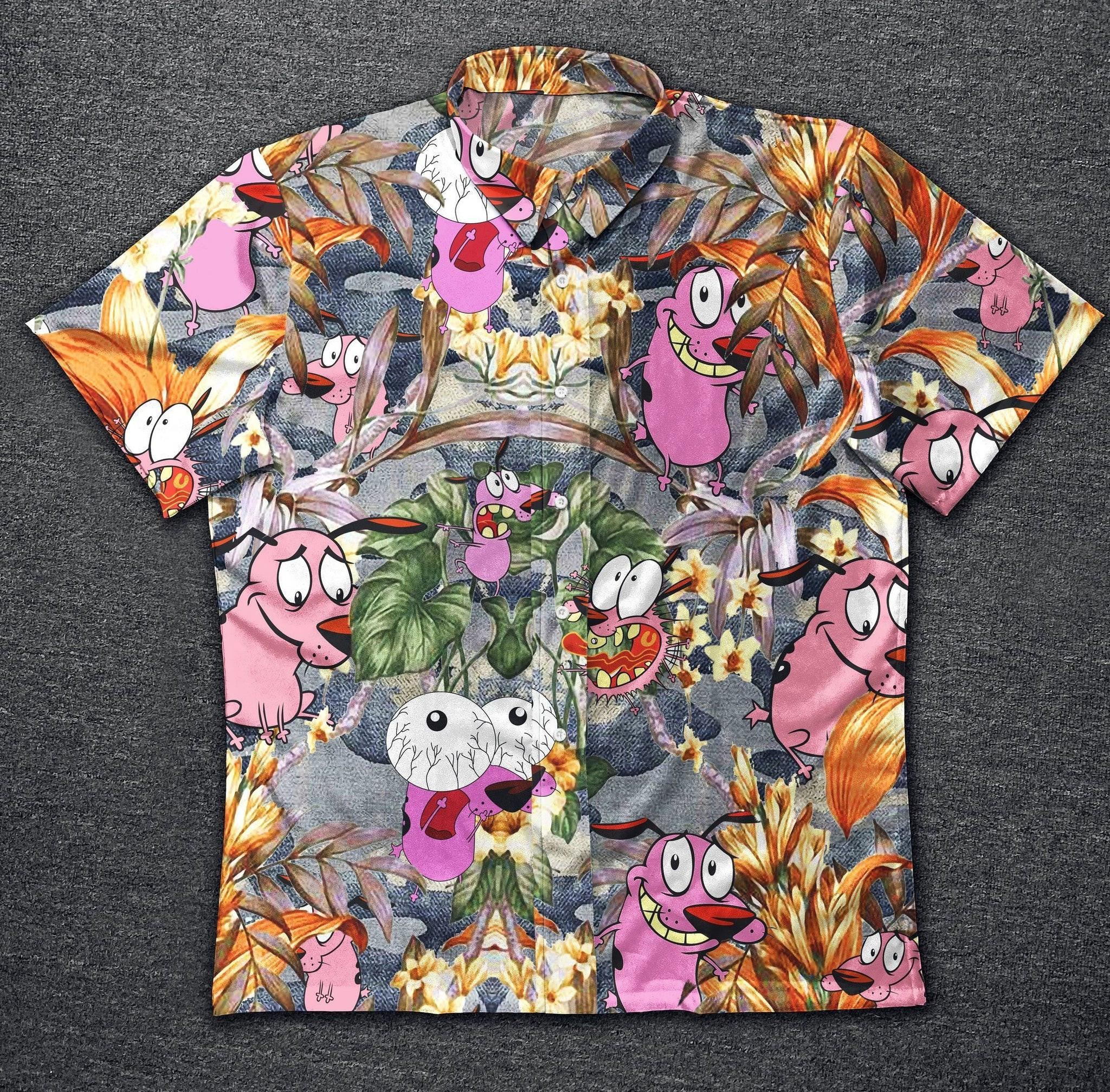 Courage The Cowardly Dog Hawaiian Shirt Tropical Aloha Button Up