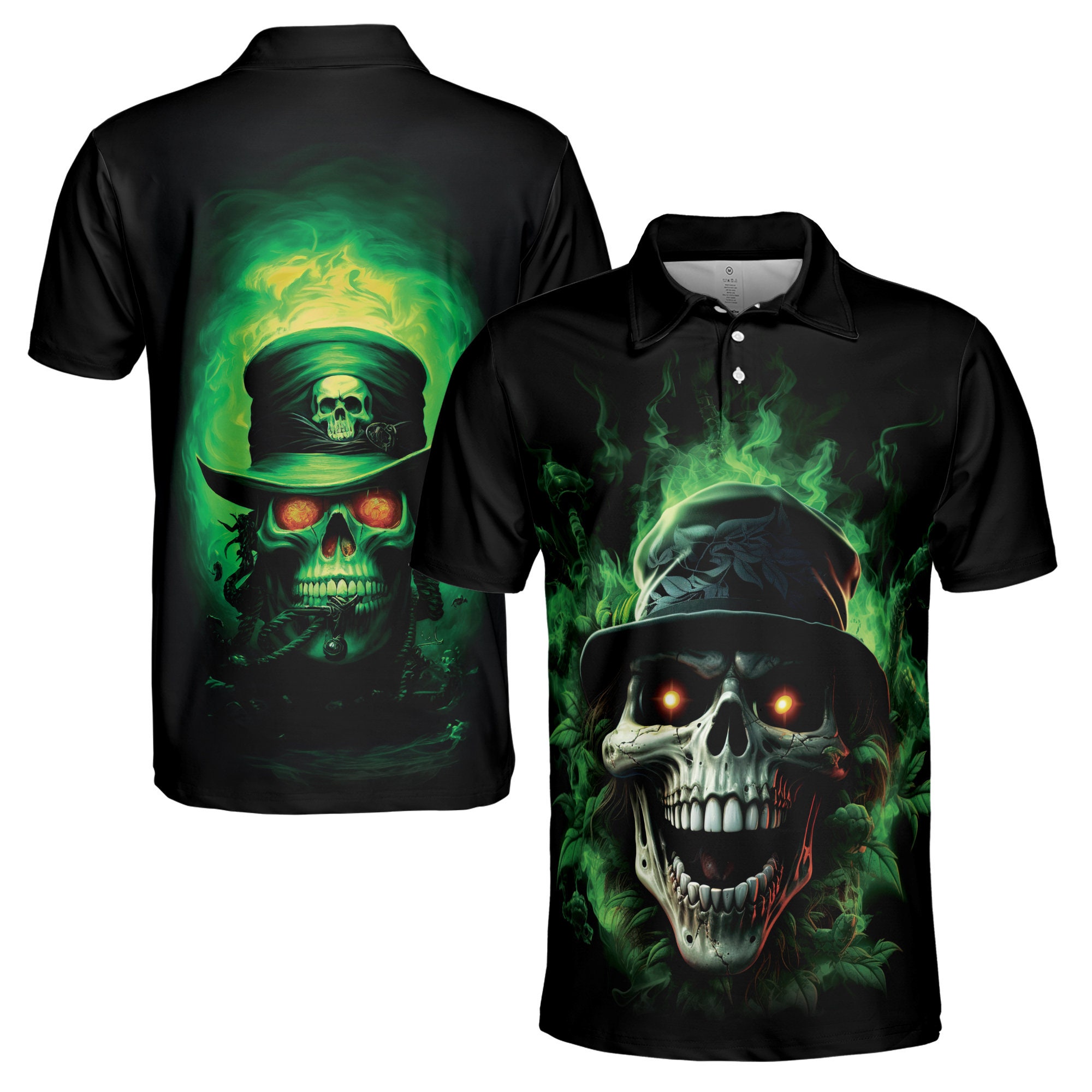 Crazy Skull Skeleton Hatter Nightmare Skull Grunge Men's Polo Shirt