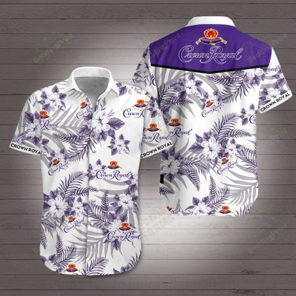 Crown Royal Hawaiian Shirt Tropical Aloha Button Up