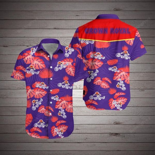 Crown Royal Hawaiian Shirt Tropical Aloha Button Up