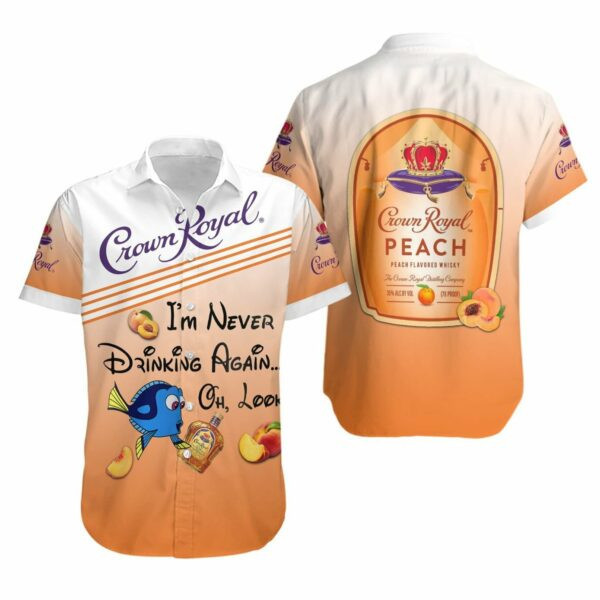 Crown Royal Peach Whiskey Gift For Fan Hawaiian Shirt Tropical Aloha Button Up