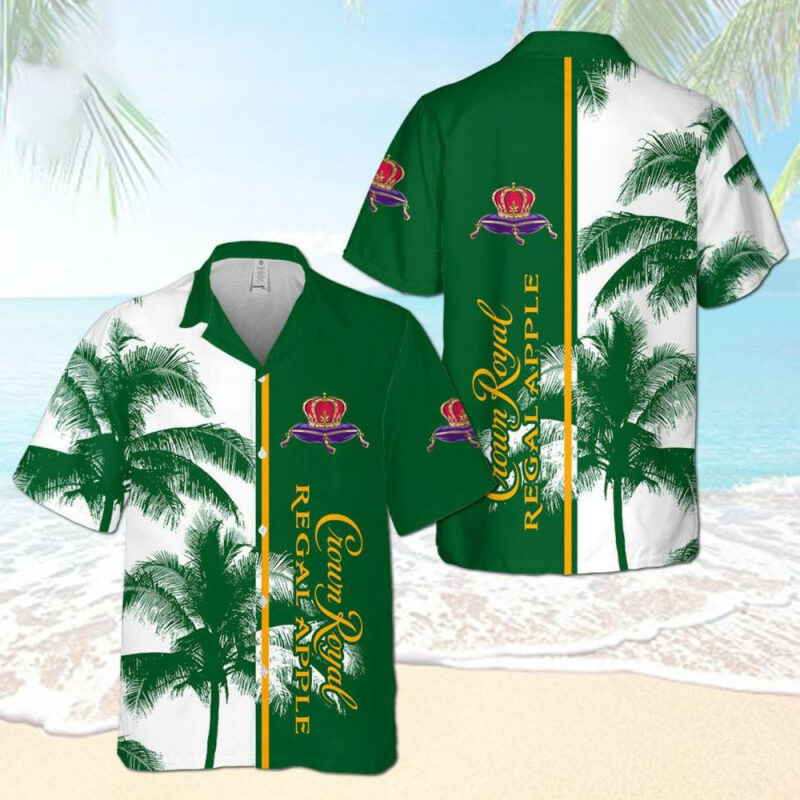 Crown Royal Regal Apple Hawaiian Shirt Tropical Aloha Button Up