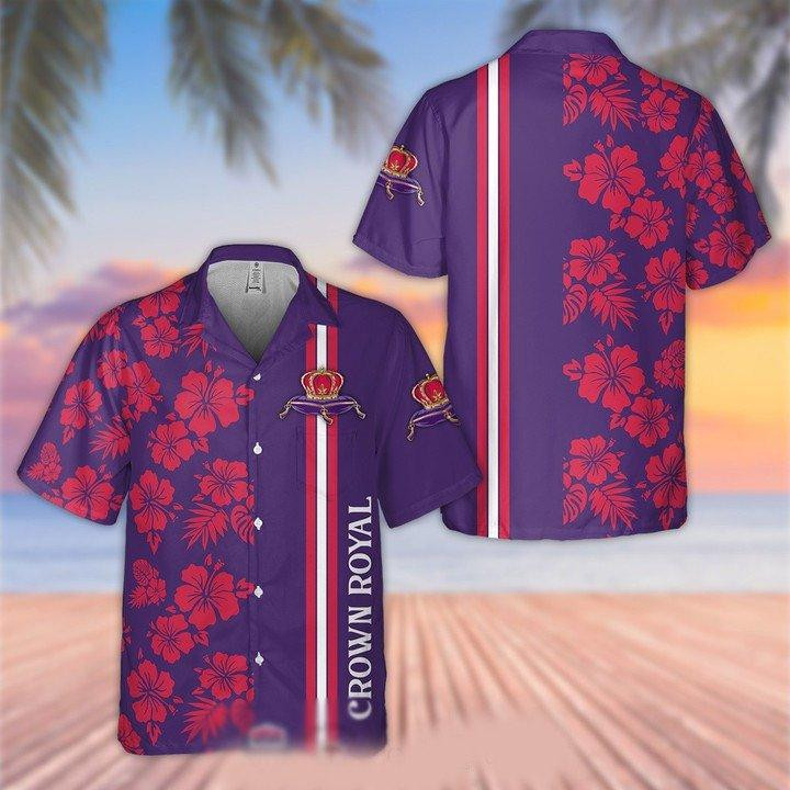 Crown Royal Tropical Flower Hawaiian Shirt Tropical Aloha Button Up