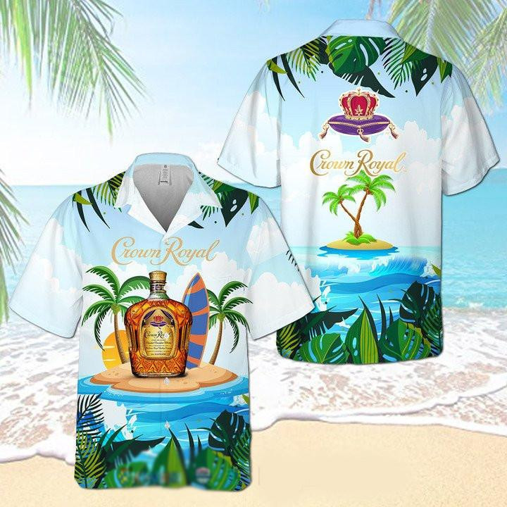 Crown Royal Tropical Island Hawaiian Shirt Tropical Aloha Button Up