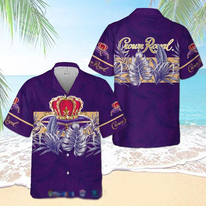 Crown Royal Tropical Leaves Hawaiian Shirt Tropical Aloha Button Up
