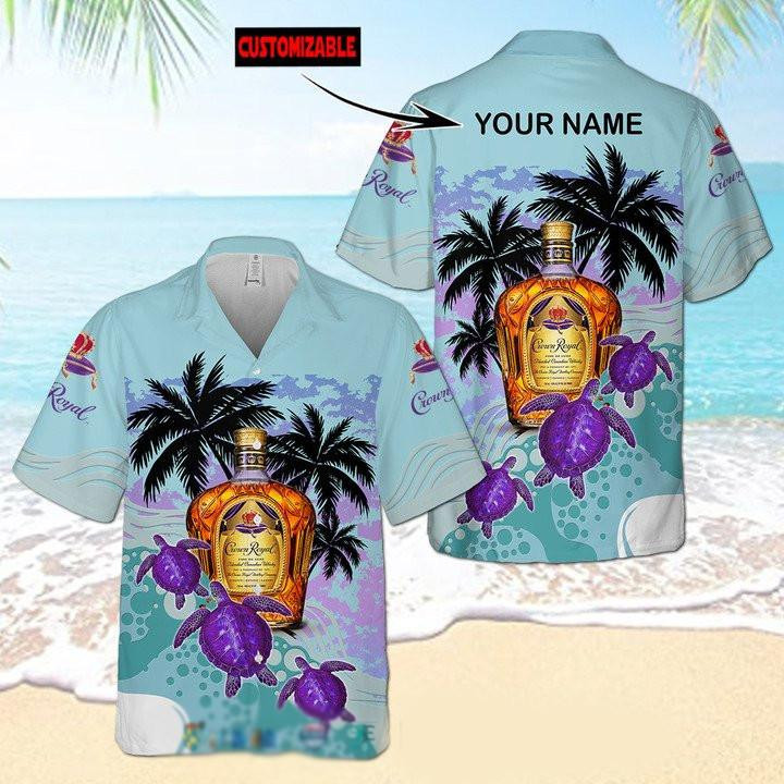 Crown Royal Turtle Personalized Hawaiian Shirt Tropical Aloha Button Up
