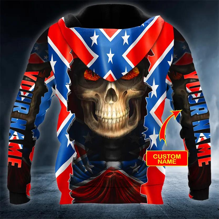 Alternative view of CSA Flag Glowing Eyes Skull Custom 3D All Over Print Hoodie