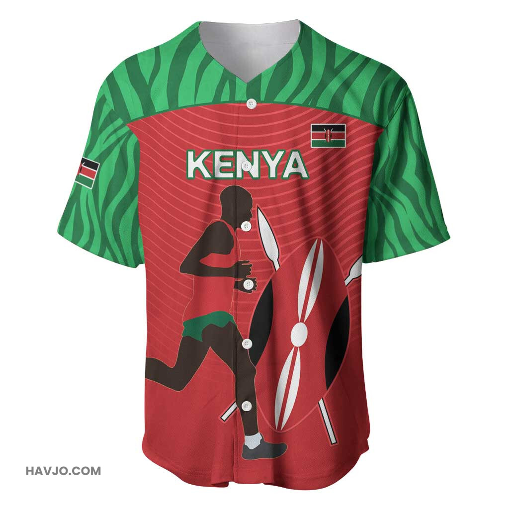 Custom Afro Athletics Kenya Kenyan Runner Maasai Shield Baseball Jersey