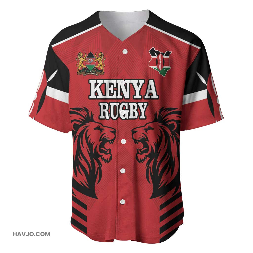 Custom Afro Kenya Rugby African Lion Head Baseball Jersey