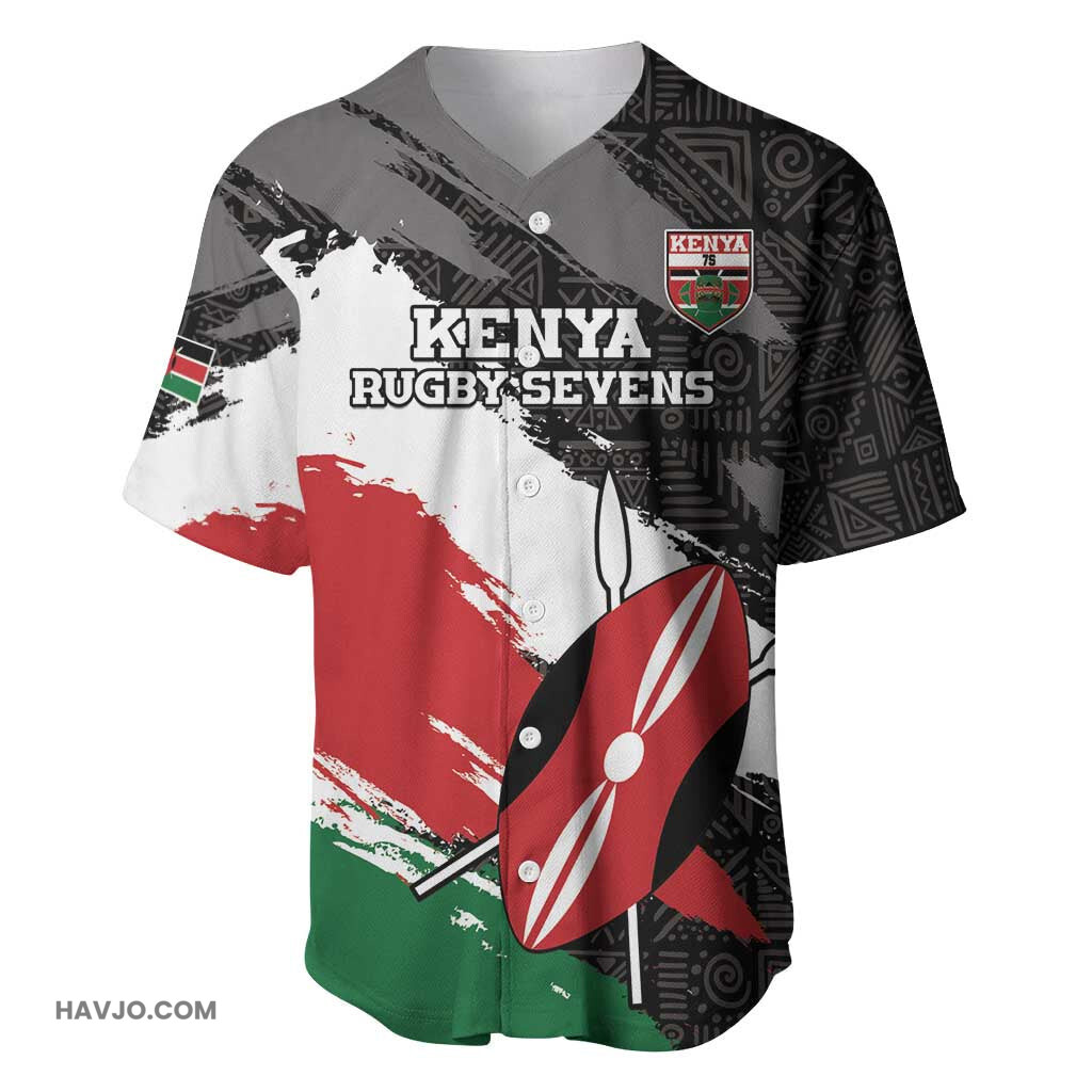 Custom Afro Kenya Rugby Sevens African Pattern Baseball Jersey