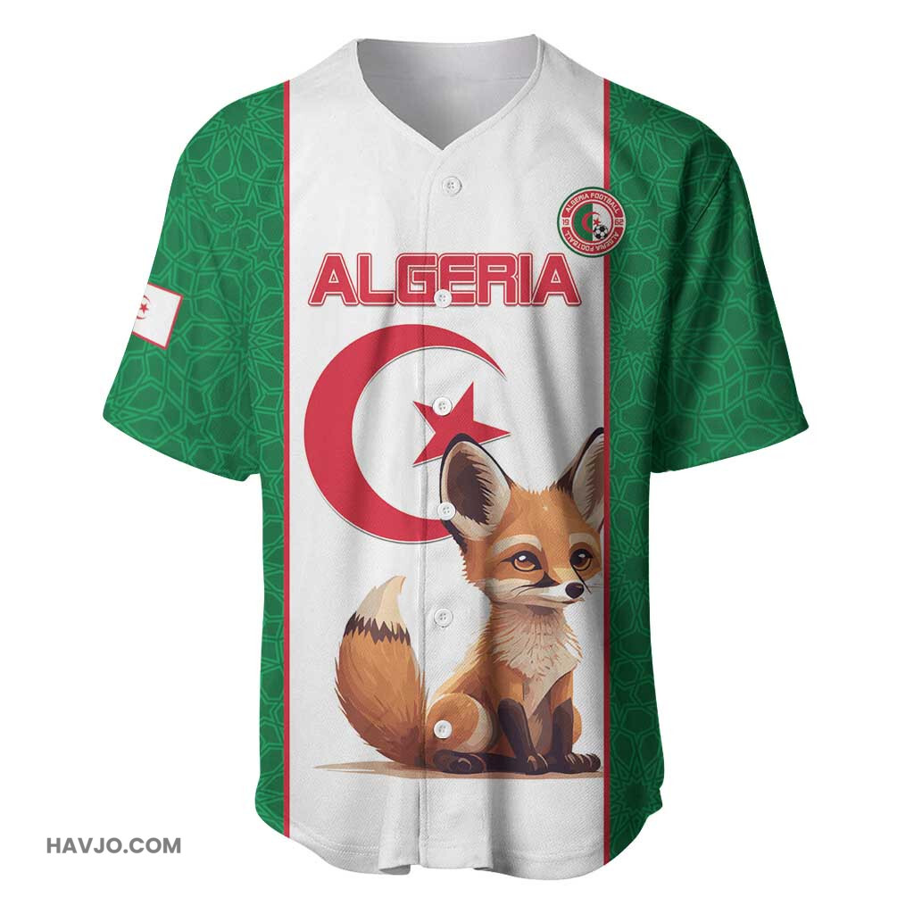 Custom Algeria Football Fennec Foxes With Islamic Pattern Baseball Jersey