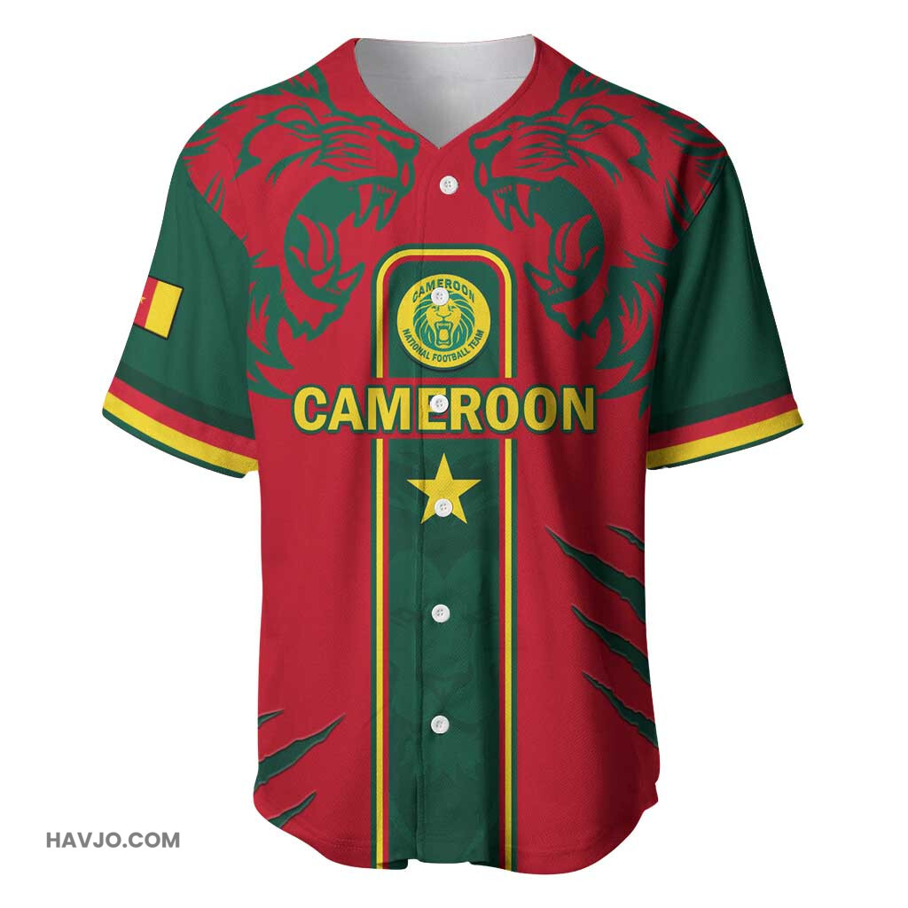 Custom Cameroon Football 2024 African Nations Go Champions Lion Style Baseball Jersey