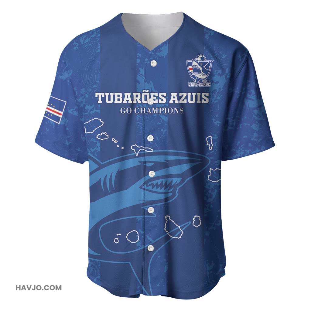 Custom Cape Verde Football Go Champions Tubaroes Azuis Baseball Jersey