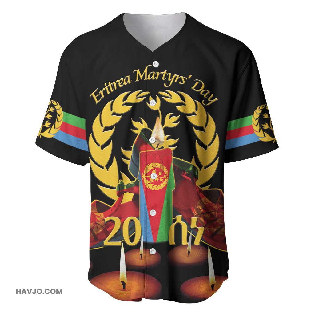 Custom Eritrea Martyrs' Day 20 June Shida Shoes With Candles Black Baseball Jersey