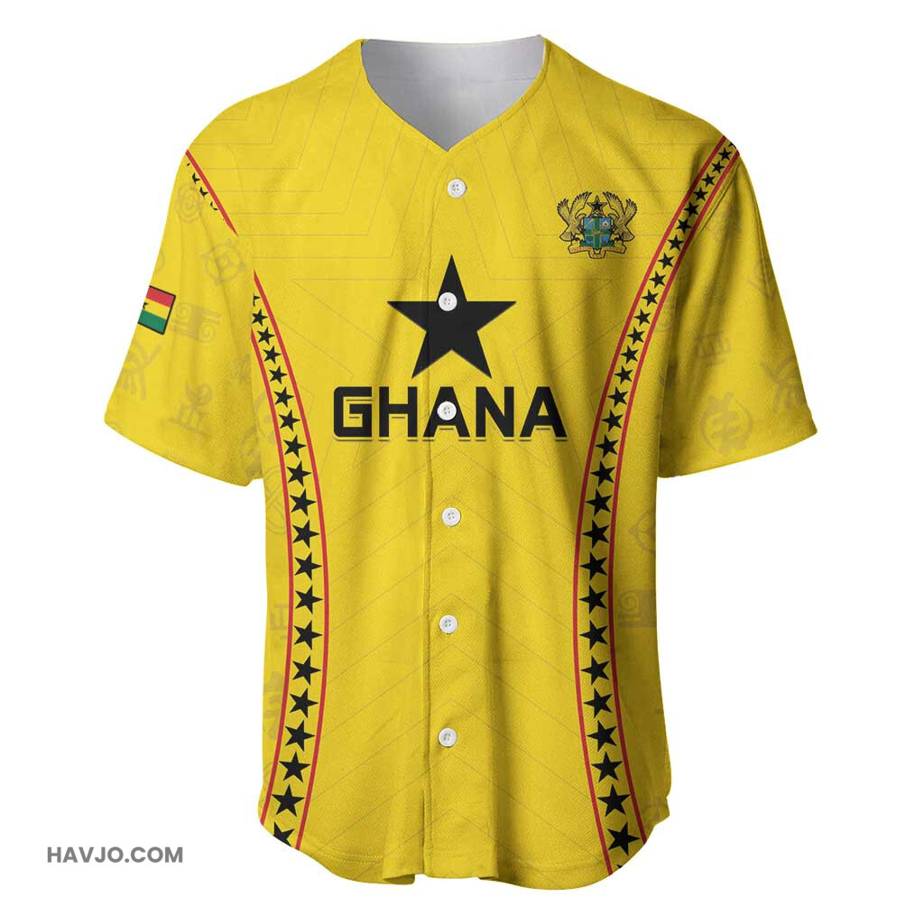 Custom Ghana Football Mix Adinkra Pattern Baseball Jersey