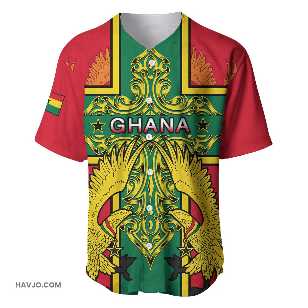 Custom Ghana with Cross of Saint George and Tawny Eagles Baseball Jersey