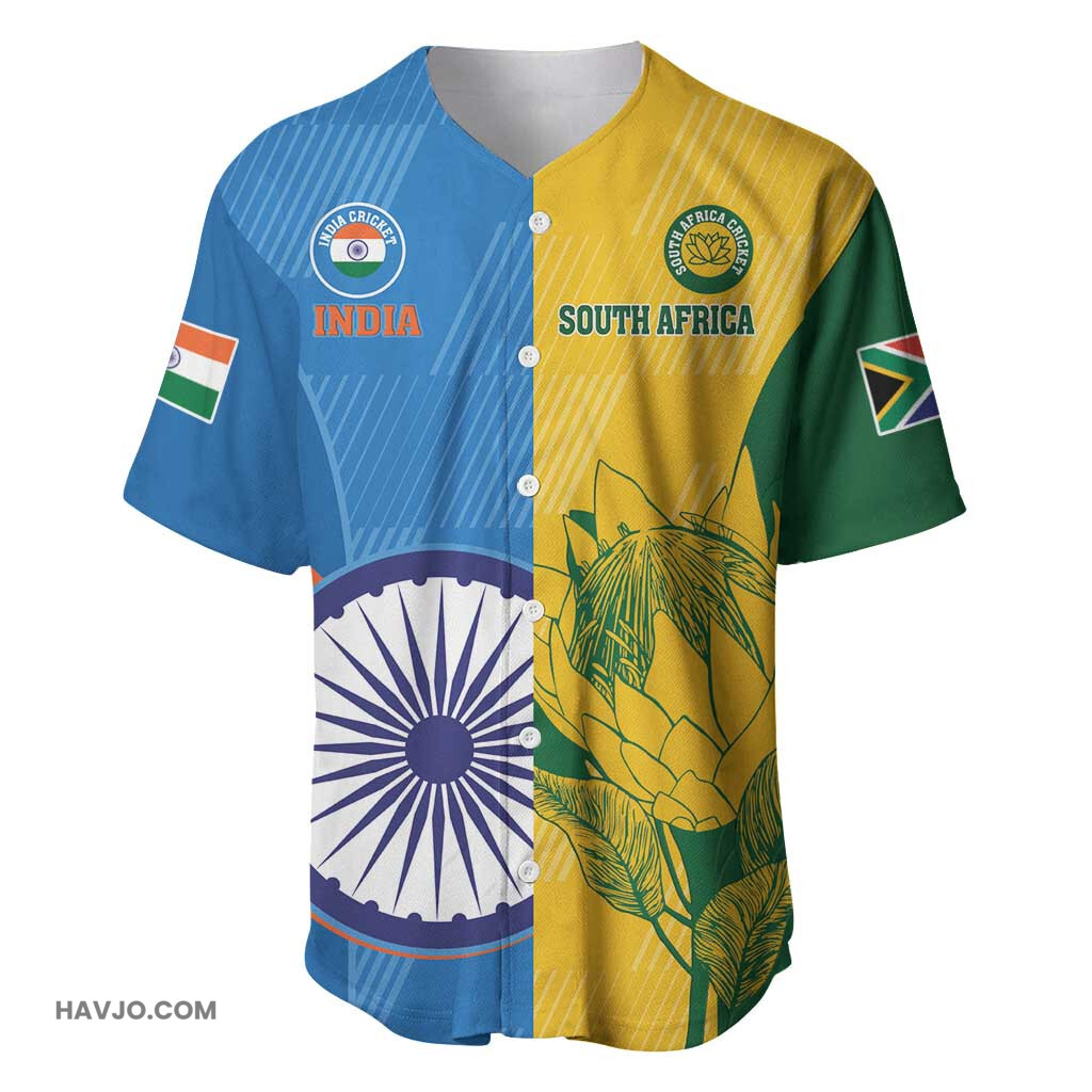 Custom India And South Africa Cricket 2024 Together Dynamic Version Baseball Jersey