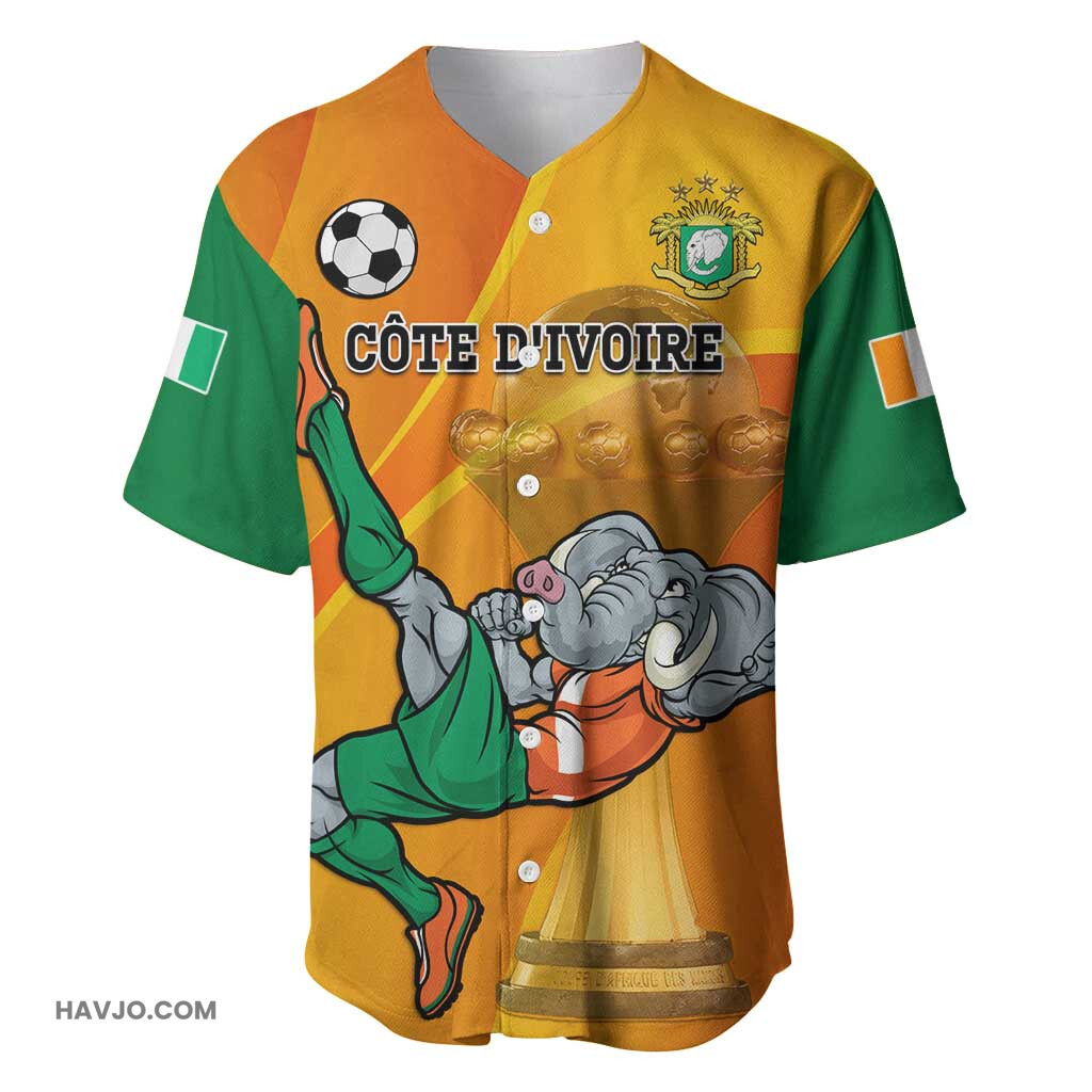 Custom Ivory Coast Football 2024 Mascot With Champions Trophy Baseball Jersey