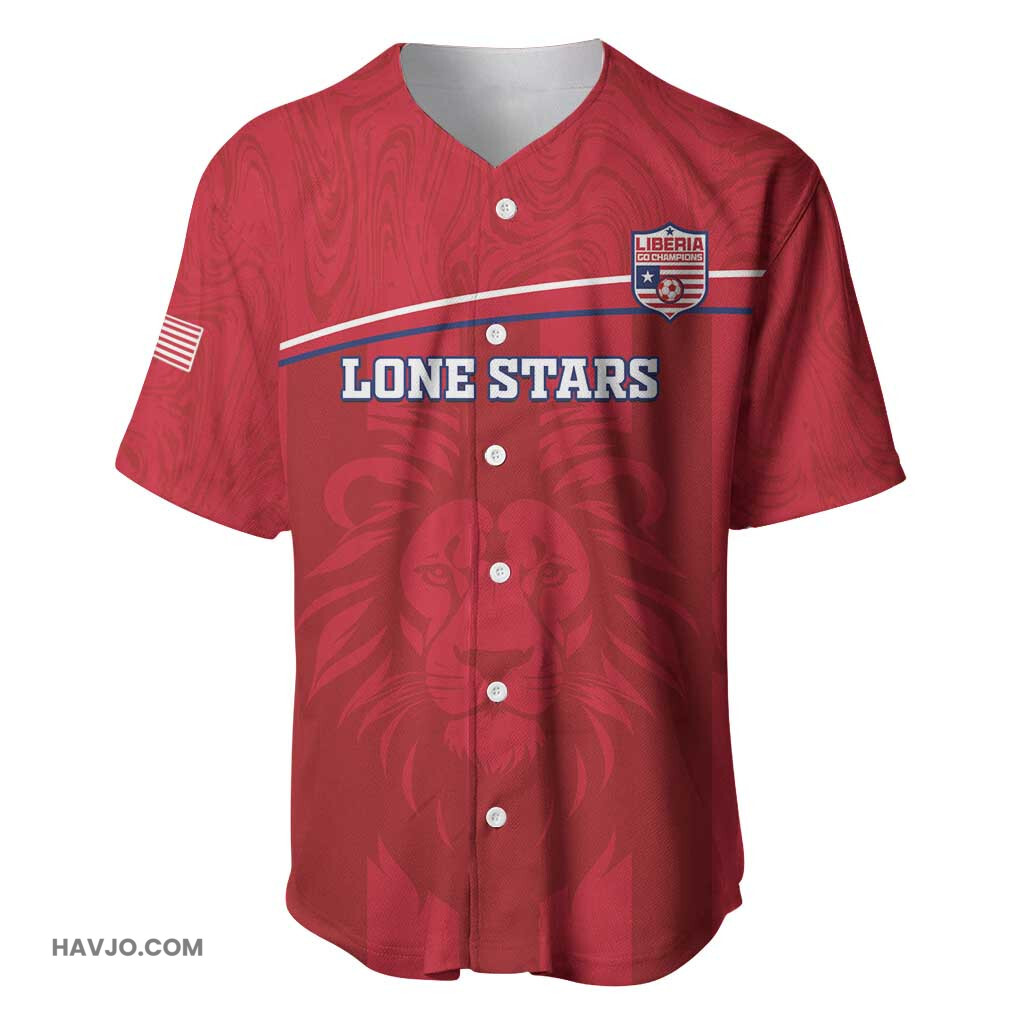 Custom Liberia Football Lion Mascot Red Baseball Jersey