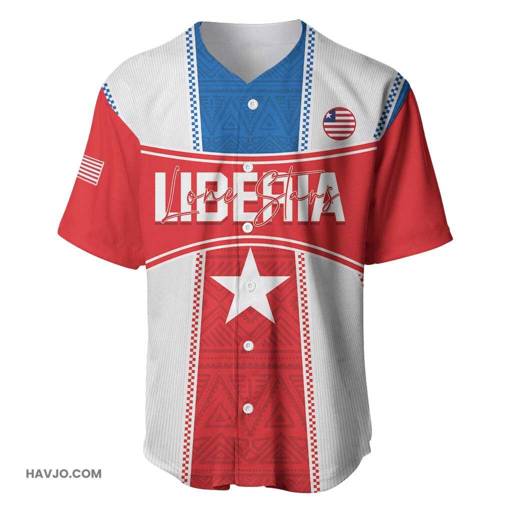 Custom Lone Stars Liberia Football Sporty Style Baseball Jersey
