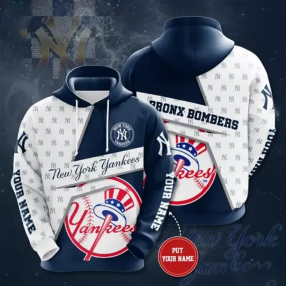 Custom Name New York Team Yankees Big Logo 3D MLB All Over Print Hoodie