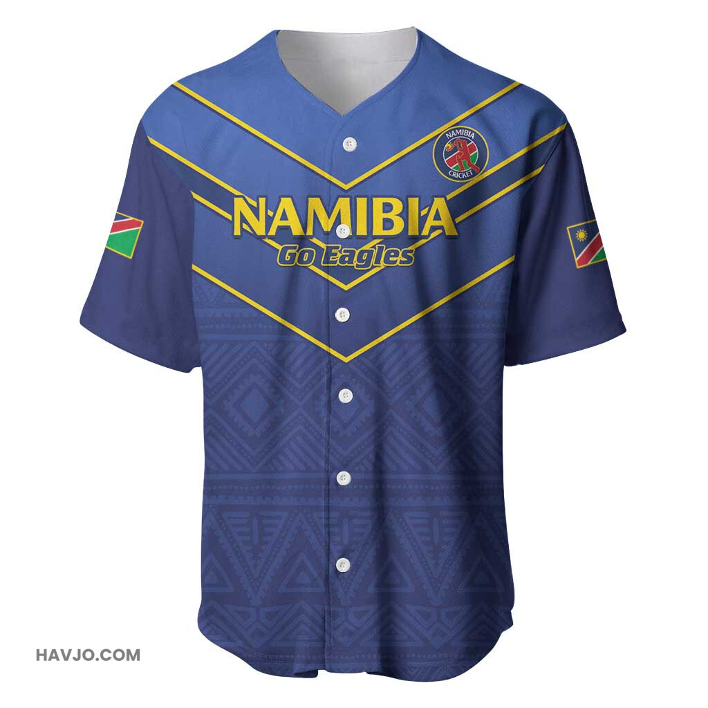 Custom Namibia Cricket 2024 Go Eagles African Pattern Baseball Jersey
