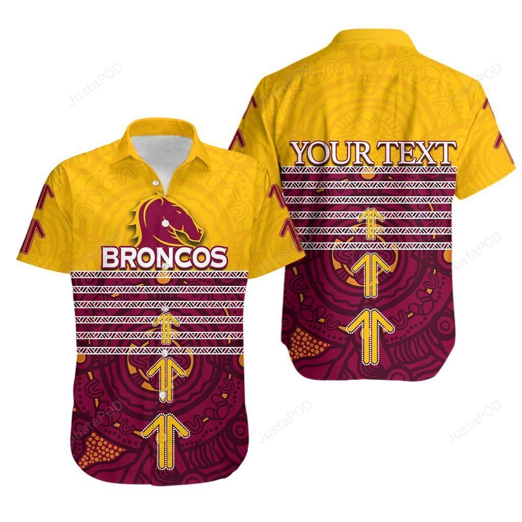 Custom Personalisedbrisbane Broncos Hawaiian Shirt Tropical Aloha Button Up