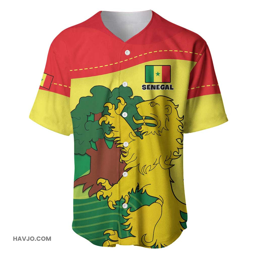 Custom Senegal with Bahamian Lion and Baobab Flag Style Baseball Jersey