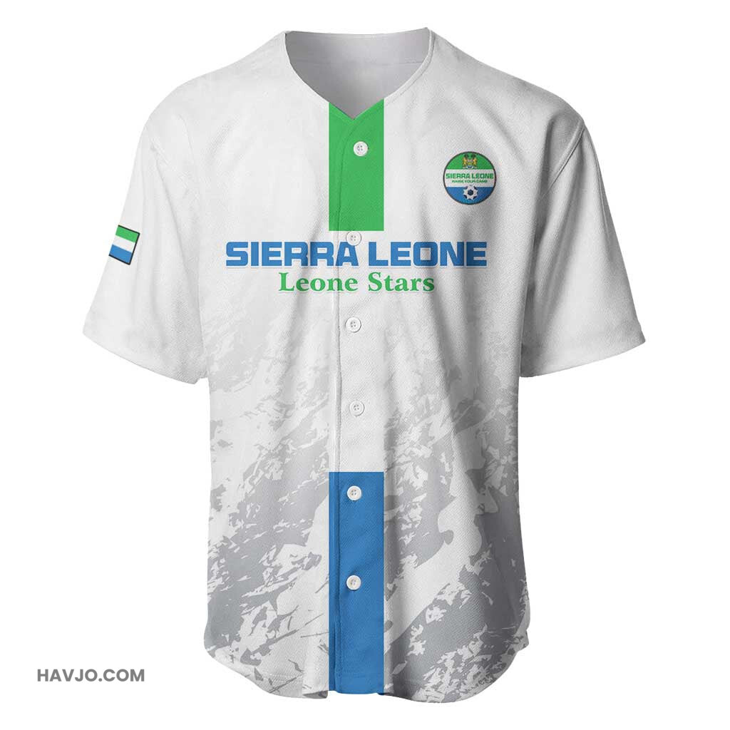 Custom Sierra Leone Football Grunge Style Baseball Jersey