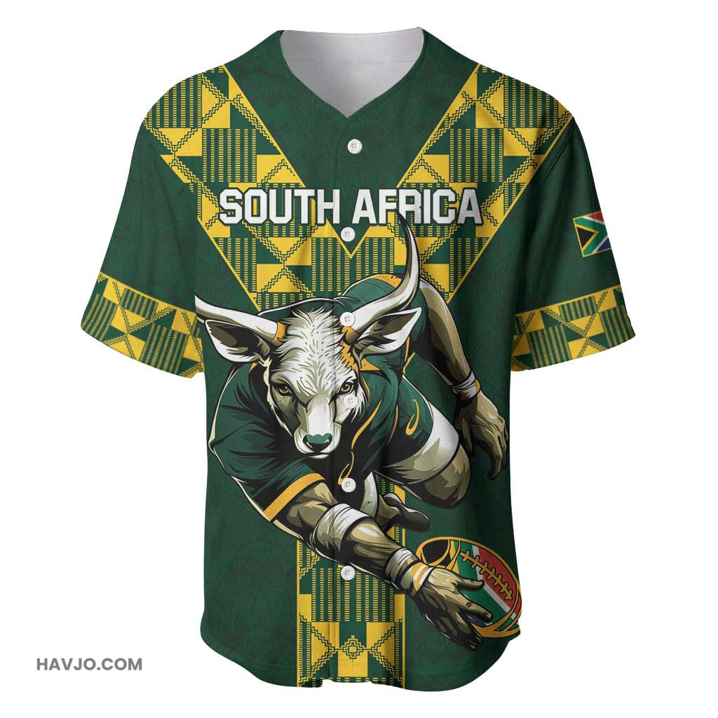 Custom South Africa 2024 Rugby Go Springboks Protea Pattern Baseball Jersey
