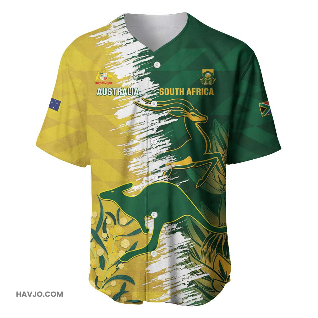 Custom South Africa And Australia Aussies Proteas Together Cricket Style Baseball Jersey