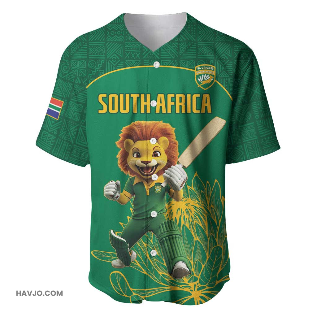 Custom South Africa Lion Mascot Proteas Cricket Baseball Jersey