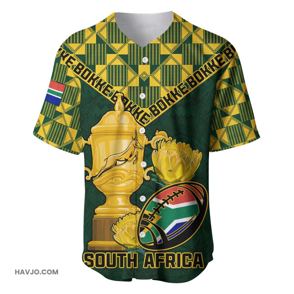 Custom South Africa Rugby Go Bokke Champion, World Cup Baseball Jersey