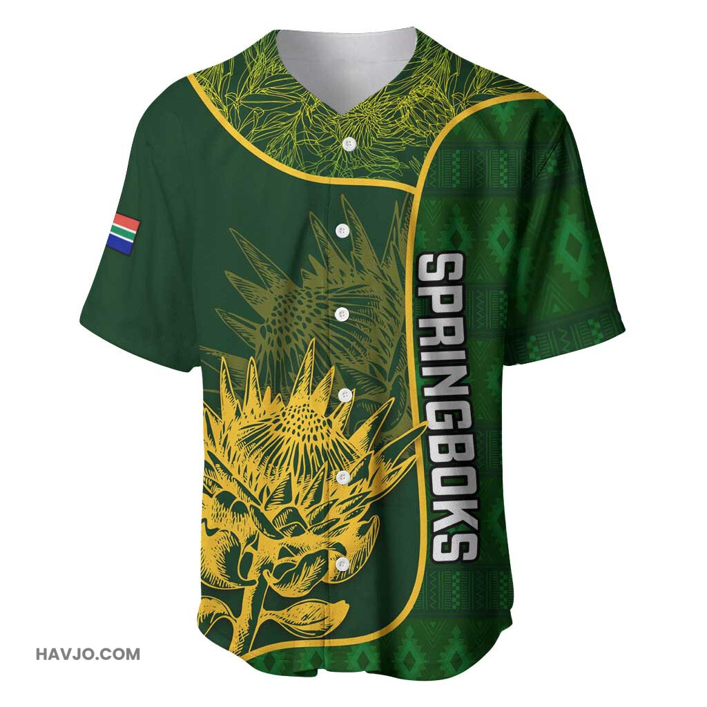 Custom South Africa Rugby Go Champions Springboks Flower Baseball Jersey