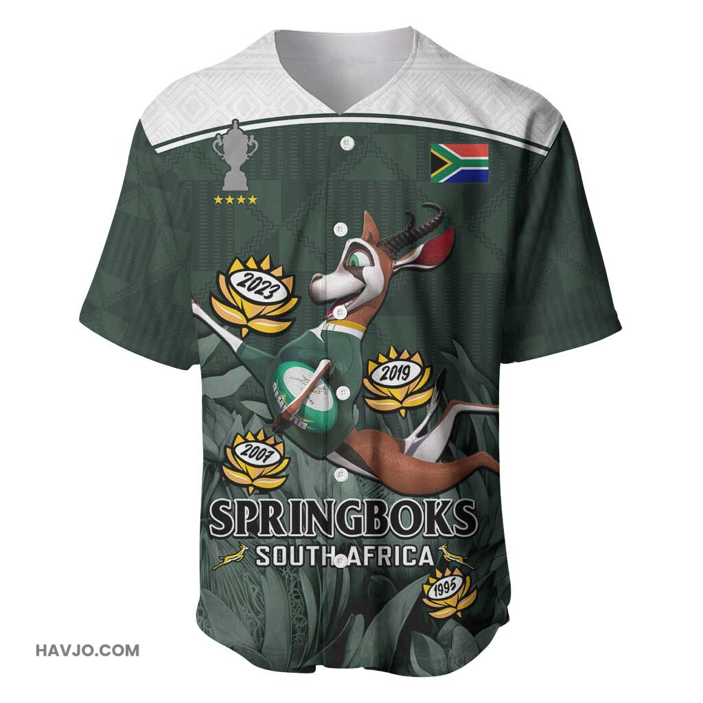 Custom South Africa Rugby Springboks 4th Champions World Cup Proud Bokke Baseball Jersey